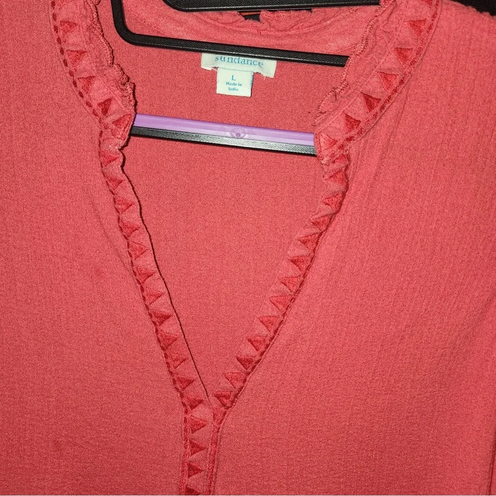 Sundance Coral Textured V-Neck Top